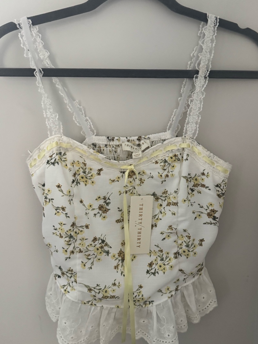 NWT - Thirty/Thirty Cream Floral Lace-Trim Cami